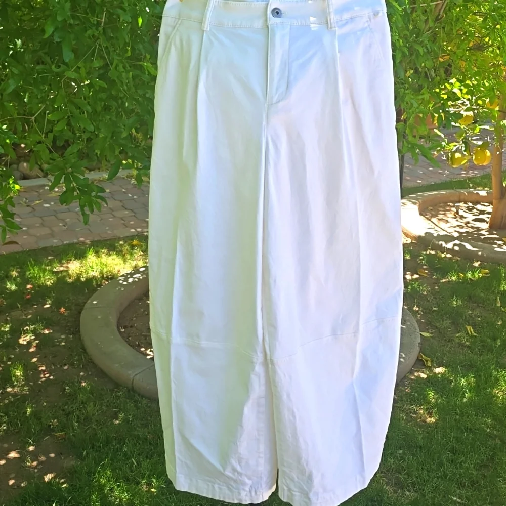 Anthropologie Maeve Plated Barrel Leg Chino Pants - Picture 4 of 7